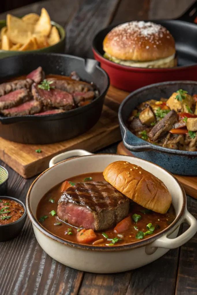 What Are Famous Beef Dishes? A variety of iconic beef dishes.