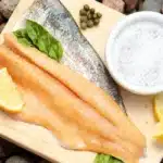 Rainbow trout taste like raw fillet with lemon and herbs