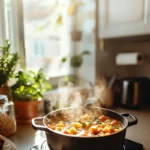 Full of Soup in Rustic American Kitchen