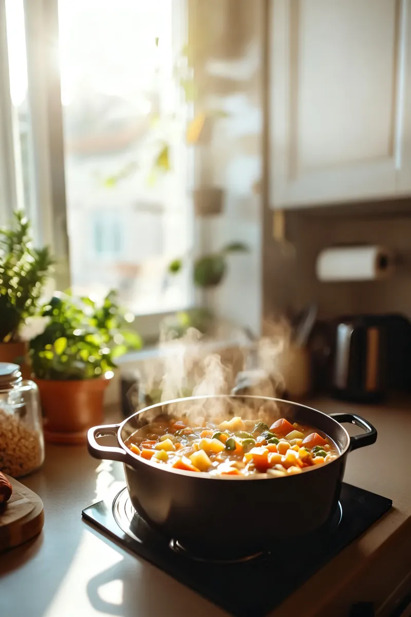 Full of Soup in Rustic American Kitchen