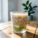 Bebida de fibras Mounjaro caseira com aveia, chia e linhaça em copo