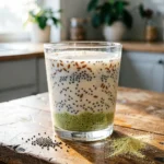 Bebida Mounjaro caseira com aveia, banana verde, chia e linhaça.