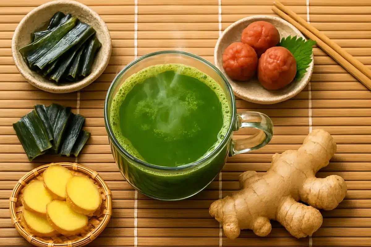 Japanese Mounjaro recipe with matcha kombu ginger umeboshi weight loss drink