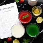 Gelatin Light 21-day program tracker with gelatin cups, collagen, and weight loss