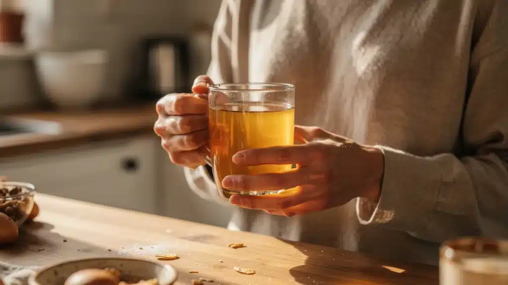 pessoa segurando bebida da receita de gelatina bariátrica para emagrecer