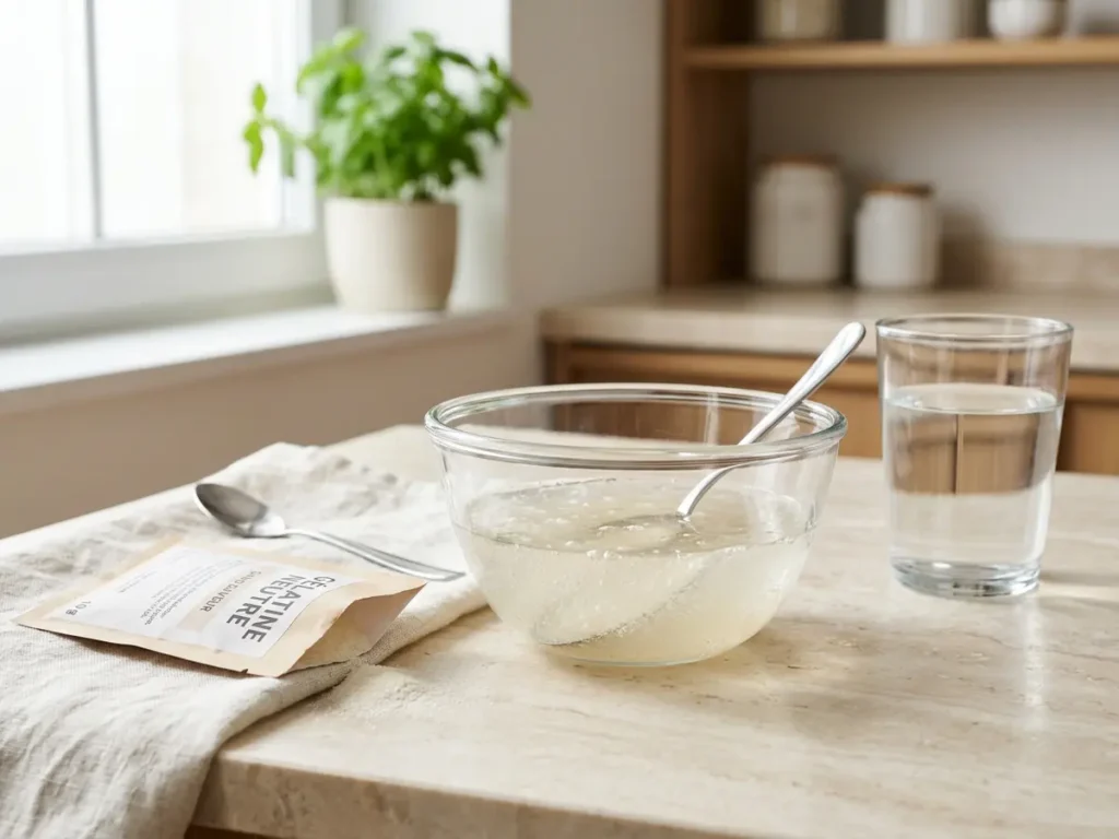 Preparación de gelatina sin sabor para explicar cuánta gelatina se puede comer al día
