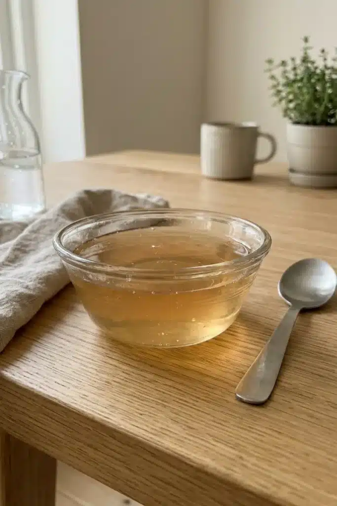 truque da gelatina Dr. Juan Rivera em tigela de vidro com preparo caseiro simples.
